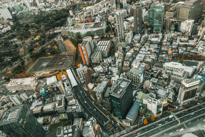 High angle view of city street