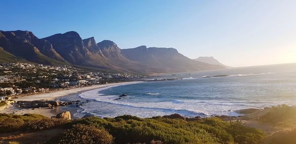 Scenic view of sea against clear sky