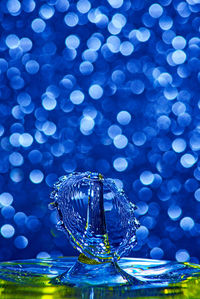 Close-up of illuminated blue water