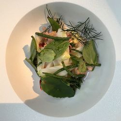 Close-up of vegetables in plate on table