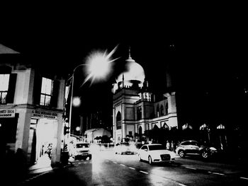 City lit up at night