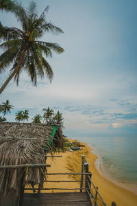 Scenic view of sea against sky at sunset