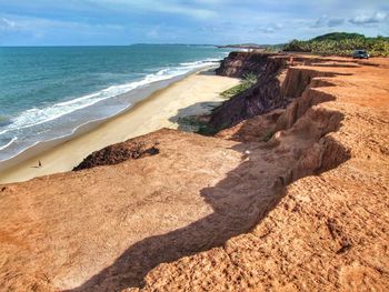 Fantastic view from the top of the cliffs
on the beach in pipa, brazil.