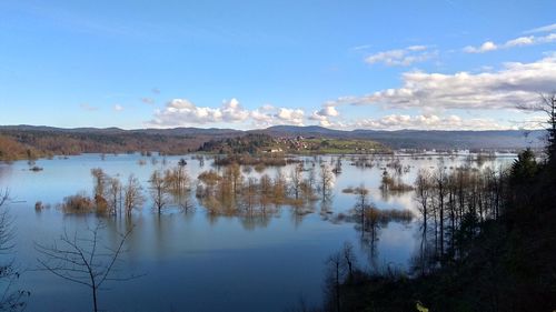Scenic view of lake against sky