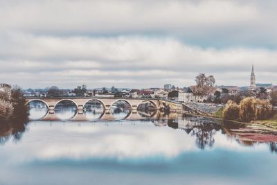 Bridge over water against sky