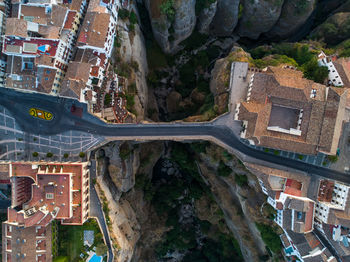 High angle view of bridge over valley in city