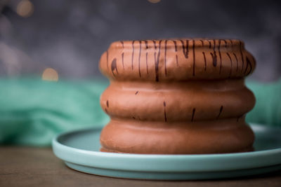 Close-up of ice cream in bowl on table