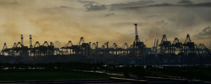 Cloudy sky over harbor