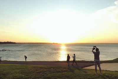 Scenic view of sea at sunset