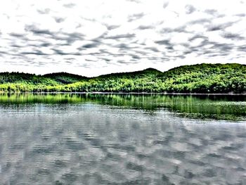 Scenic view of lake against sky