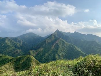 Scenic view of mountains against sky