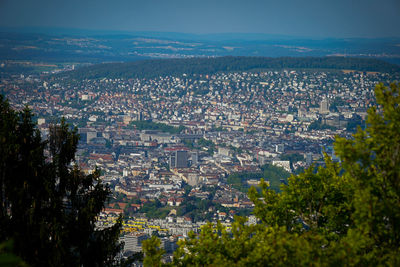 High angle view of townscape against sky