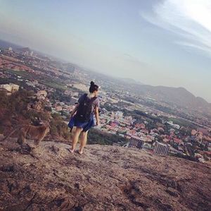 Woman looking at cityscape