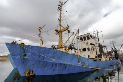 Ship on sea against sky