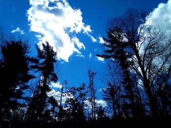 Low angle view of silhouette trees against cloudy sky