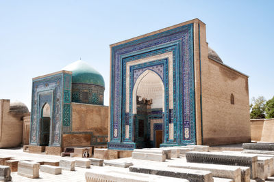 Low angle view of historical building against clear sky