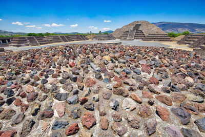 High angle view of stone wall