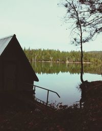 Scenic view of lake against clear sky