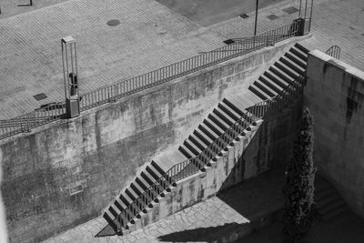 High angle view of staircase by building