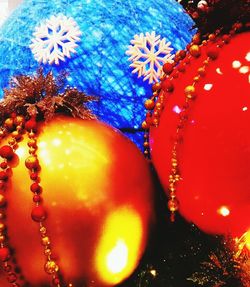 Close-up of illuminated christmas tree