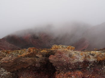 View of rock formations at volcano