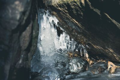 Frozen water in cave