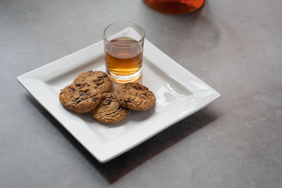 High angle view of breakfast on table