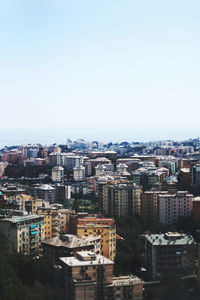 Cityscape against clear sky