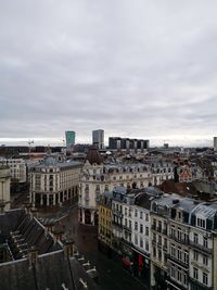 High angle view of cityscape against sky