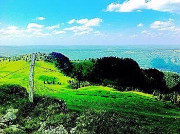 Scenic view of landscape against cloudy sky