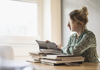 Woman reading books