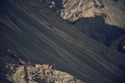 High angle view of man on mountain