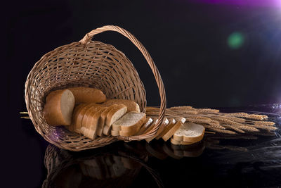 Close-up of wicker basket