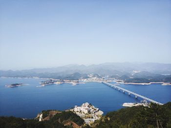 High angle view of boats in sea