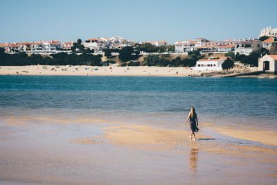 Scenic view of sea against clear sky