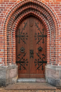 Closed door of building