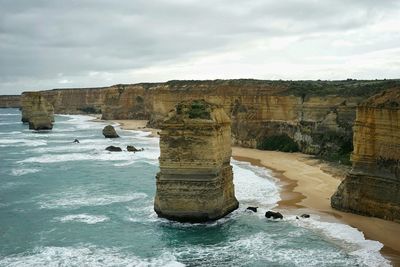 Scenic view of sea against cloudy sky