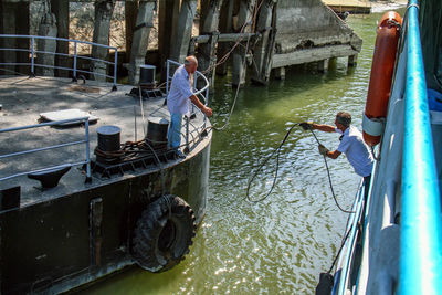 People working in boat