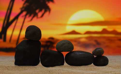 Close-up of pebbles on beach