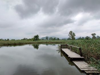 Scenic view of lake against sky