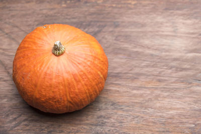 High angle view of pumpkins on table