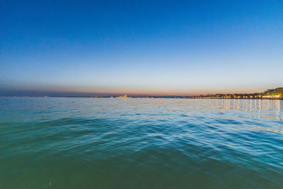 View of calm sea against clear sky