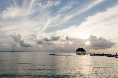 Sunset at punto coco on isla holbox in mexico.