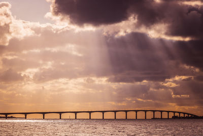 Ile de ré bridge in france under a stormy sky