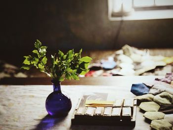 Close-up of vase on table at home