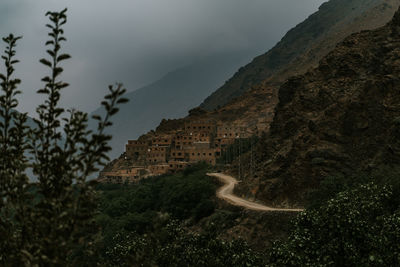 Panoramic shot of mountain range against sky