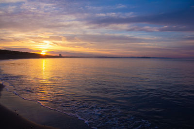 Scenic view of sea against sky during sunset