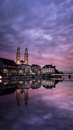 Reflection of buildings in water