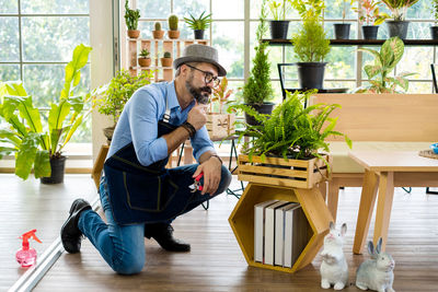 Portrait of young man working at home