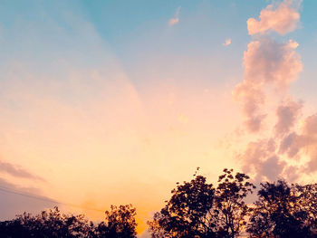 Low angle view of silhouette trees against sky during sunset